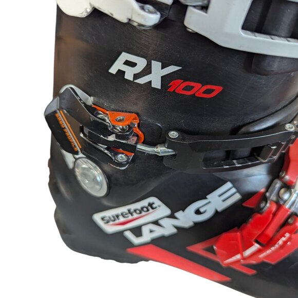 Lange RX 100 Downhill Men's Ski Boots - Size 29.5 - Black & Red Multicolor - Picture 11 of 14